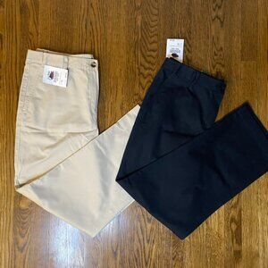 (2) pair L.L. Bean Classic Fit Chino Pants black and khaki size 12P NWT women's